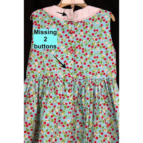 Strasburg Blue Cherry Dress sz 7/8 Summer Sleeveless Embroidered Spring TLC - Picture 7 of 8